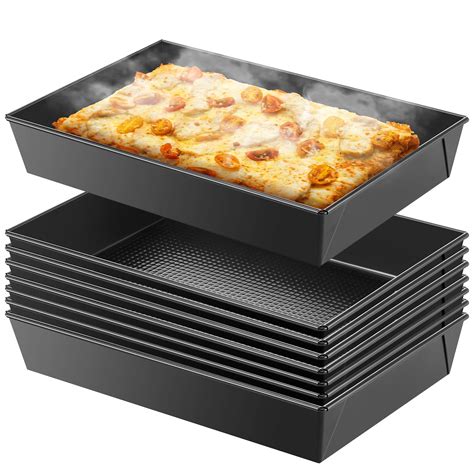 RimCereal 8 Pcs Detroit Style Pizza Pan 10 x 14 x 2.36 Inch Hard ...