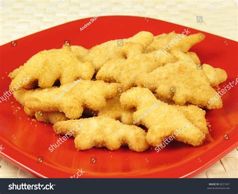 Plate Dinosaur-shaped Chicken Nuggets Copes Extinction Stock Photo ...