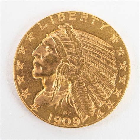 1909-d $5 Indian Head Gold Coin. Auction