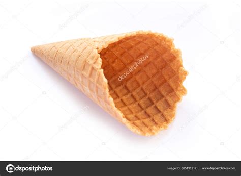 Single Empty Wafer Ice Cream Cone Isolated White Background Top — Stock ...