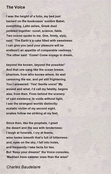 The Voice Poem by Charles Baudelaire - Poem Hunter