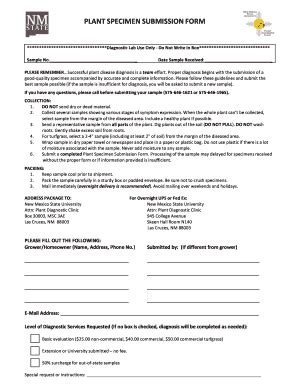 Plant Specimen Submission Form - Blank Fillable Template | Fill Out ...