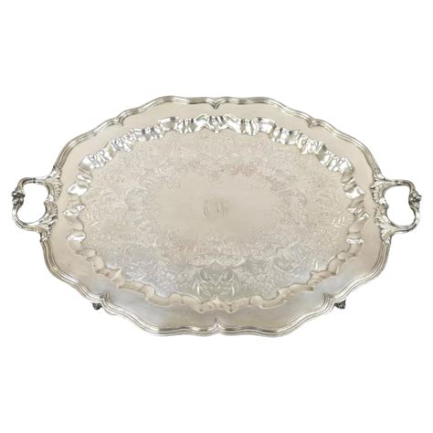 Antique English Victorian Large Silver Plated Scalloped Serving Platter ...