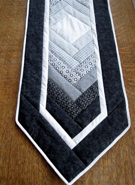 Black and White Quilted Table Runner for Dining Room Decor