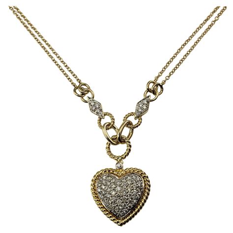 1950s Diamond and 14 karat Yellow Gold Heart Necklace at 1stDibs | gold ...
