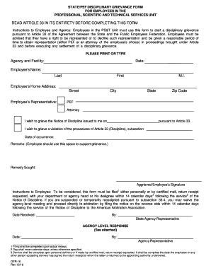 Fillable Online goer ny OER-16 NYS/PEF Disciplinary Grievance Form Fax ...