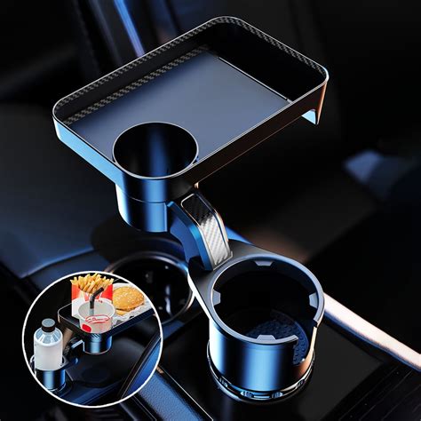 Car Cup Holder Tray Cup Holder Expander with 360°Rotation Tray, Cup Drink Holder Compatible with ...