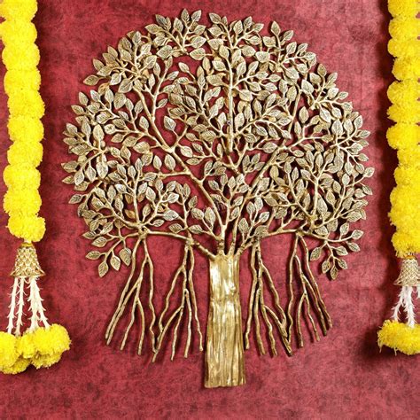 Pure Brass Superfine Wall Hanging Kalpavriksha Bodhi Tree with Hanging ...