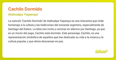 Significado de la canción CACHILO DORMIDO (Atahualpa Yupanqui) - LETRAS.COM