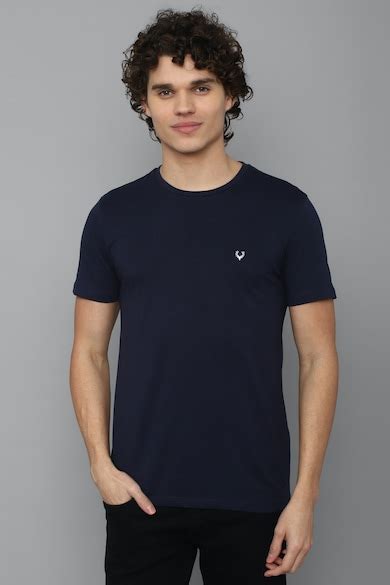 Buy Men Navy Solid Crew Neck T-shirt Online - 812886 | Allen Solly