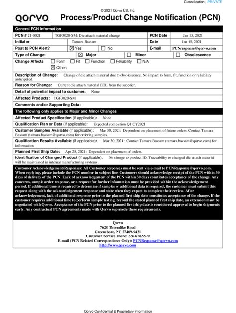 Fillable Online Process Change Notification (PCN) Form Fax Email Print ...