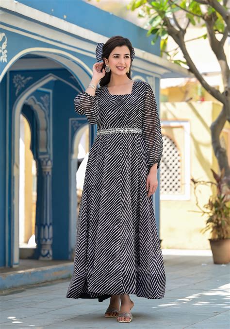Black Leheriya anarkali gown – Label Flavia