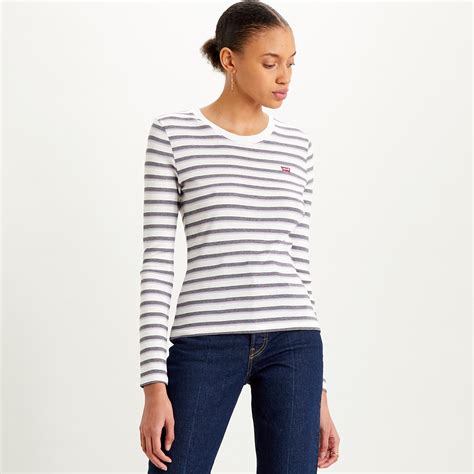 LEVI'S WOMENS Baby Tee Retro Long Sleeve T-Shirt