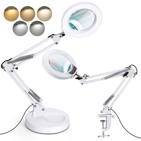 Krstlv 10X Magnifying Glass with Light and Stand, Upgrade Button 5 ...