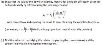 Image result for Single Slit Diffraction Intensity Equation