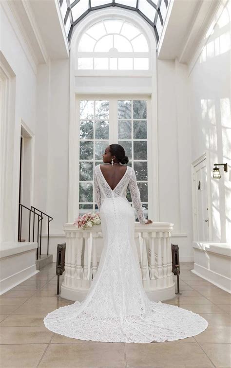 Modern Boho Designer Sheath Wedding Dress with Long Sleeves