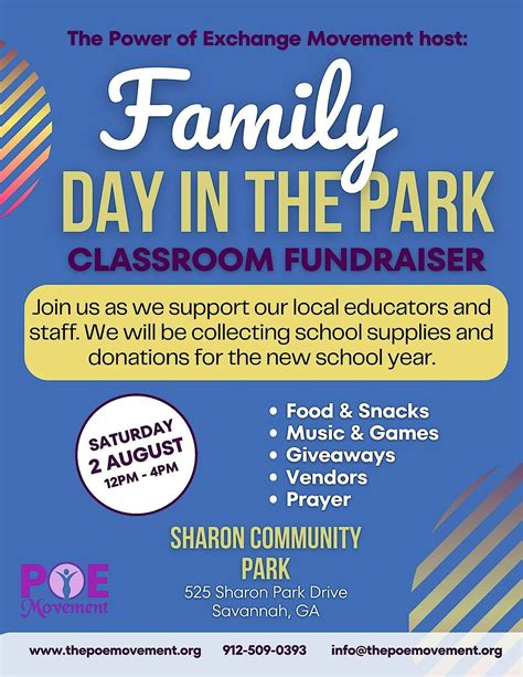 POE Family Day in the Park: Classroom Fundraiser, Sharon Park, Garden ...