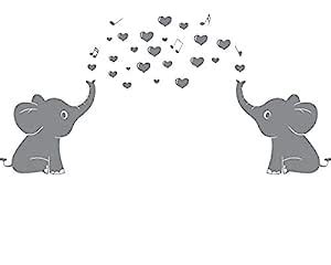 Elephant Family Wall Decal With Hearts Music Quote Art Baby Nursery ...