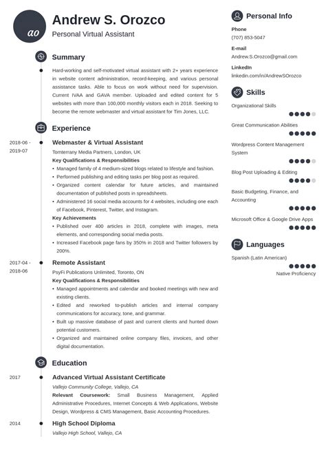 Image result for Virtual Assistant Profile Examples