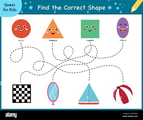 Find the correct shape. Maze game for kids. Learning shapes activity ...