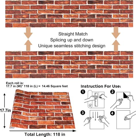 Abyssaly 17.7 x 2363D Red Brick Wallpaper Peel and India | Ubuy