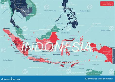 Map Pin With Detailed Map Of Indonesia And Neighboring Countries Vector Illustration ...