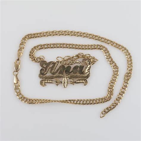 14kt Gold Name Plate Necklace | Property Room