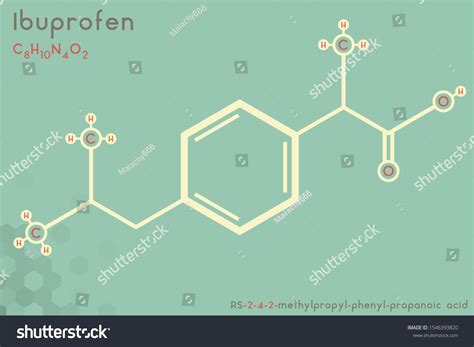 Large Detailed Infographic Molecule Ibuprofen Stock Vector (Royalty ...