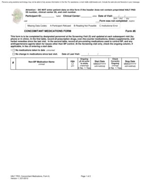 Fillable Online niddkrepository F006 Concomitant Medications form ...