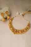 Buy Gold Plated Stones Carved Floral Necklace Set by Smars Jewelry ...