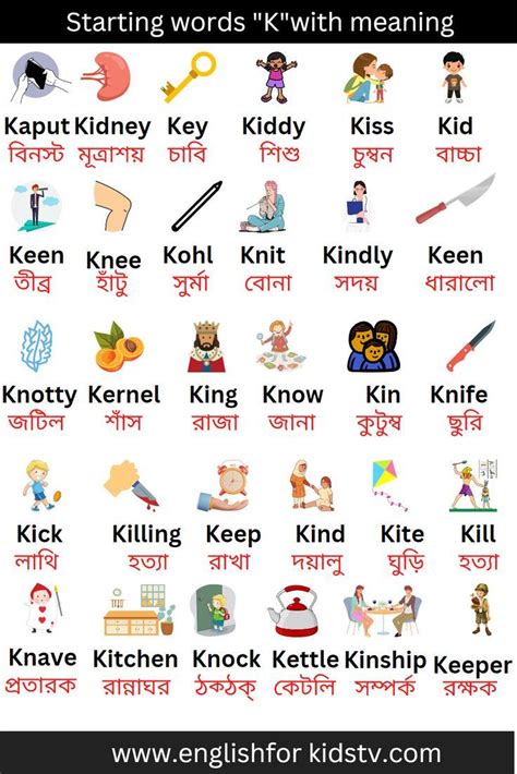 Starting words "K"with meaning | Interesting english words, English ...