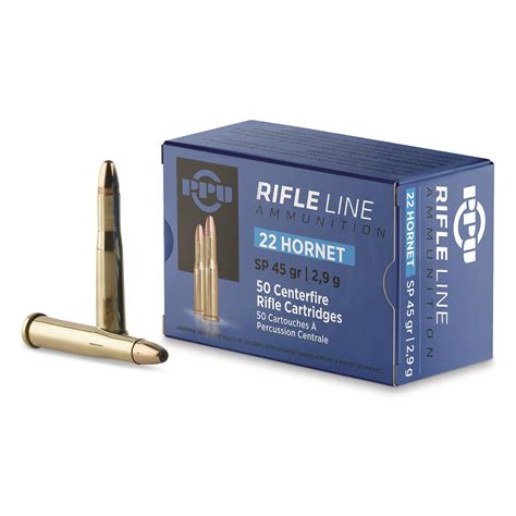 PPU .22 Hornet, SP, 45 Grain, 50 Rounds - 222317, .22 Hornet Ammo at ...