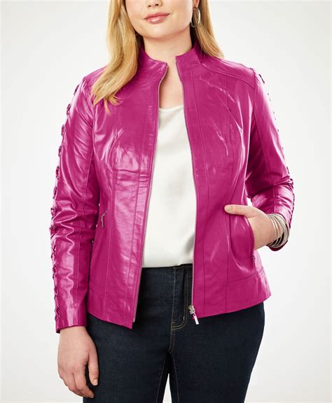 Women's Hot Pink Lace Up Leather Jacket - Maker of Jacket