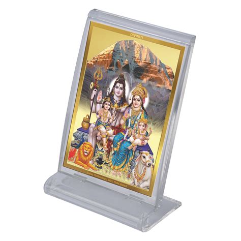 Diviniti 24K Gold Plated Shiv Parivar Frame For Car Dashboard, Home De