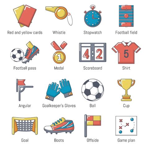 Voetbal voetbal pictogrammen instellen | Premium Vector