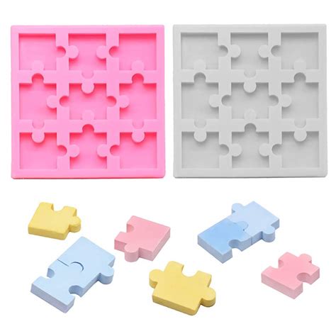 2Pcs Puzzle Piece Silicone Chocolate Mold Fondant Candy Gumpaste Mold ...
