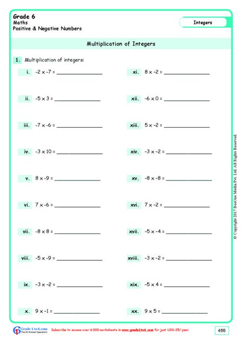 Multiplying Integers Worksheets - Printable Word Searches