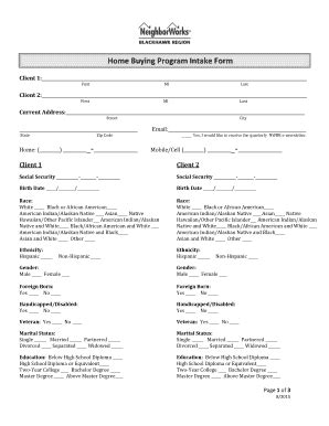 Fillable Online nwblackhawkregion Home Buying Program Intake Form Fax ...