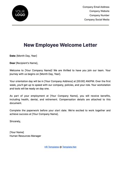 Welcome Email To New Employee From Hr – BLVB