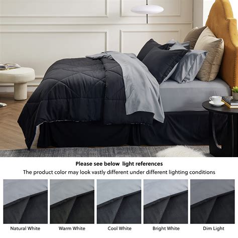 Buy Bedsure Black Comforter Set Queen - 8 Pieces Reversible Black Bed ...