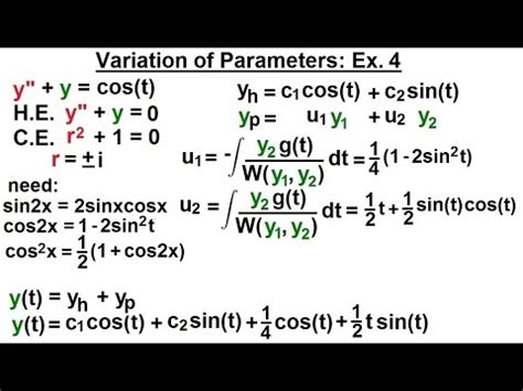 Image result for Variation of Parameters with Matrices Formula