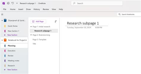 Image result for OneNote Sub Page