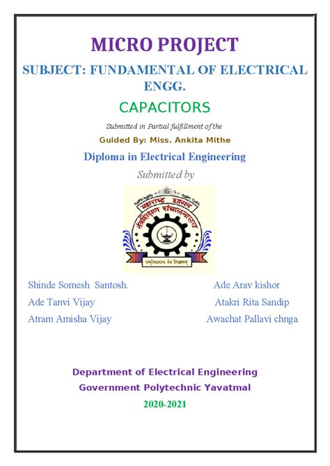 FEE Micro Project 1st group - MICRO PROJECT SUBJECT: FUNDAMENTAL OF ...