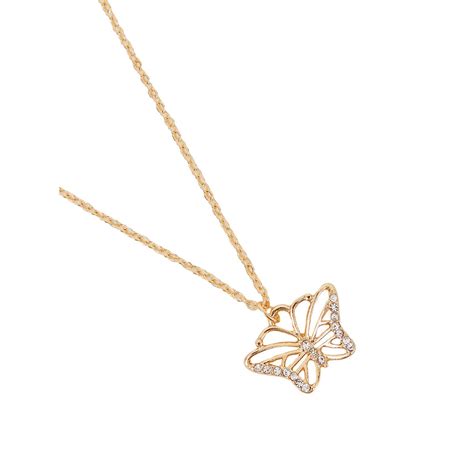 Buy Accessorize London Women Gold Sparkle Butterfly Pendant Necklace Online