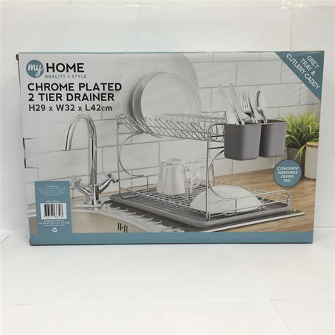 Two Tier Dish Drainer With Grey Tray