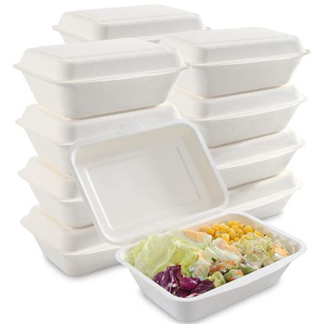 125 Pack Compostable Take Out Food Containers 75'', Single Compartment ...