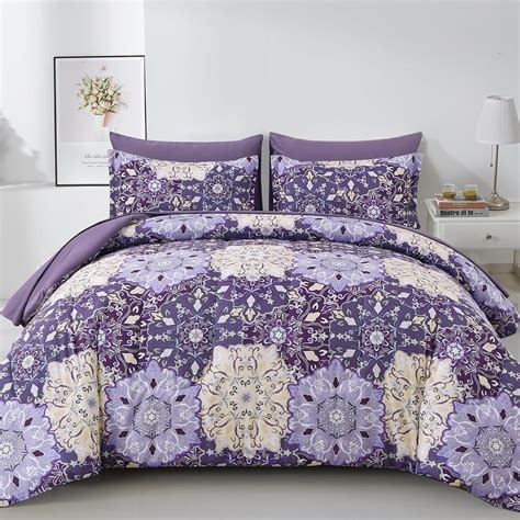 Amazon.com: Luxudecor Purple Comforter Set Queen Size 7 Pieces Bed in a ...