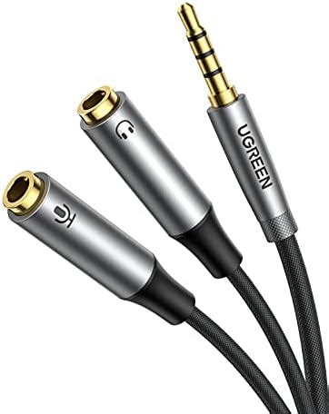 UGREEN Headphone Splitter Headset Splitter Audio Mic Y Adapter Braided ...