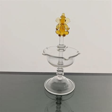 Glorious Borosilicate Glass Deepak Diya with Ganesh Gold
