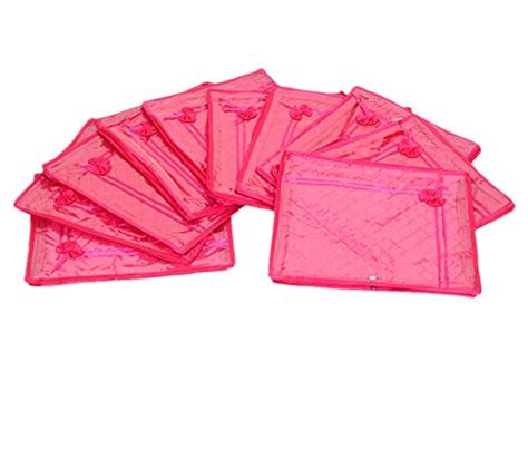 Kuber Industries™ Saree Cover 10 Pcs Combo in Pink Satin,Wedding ...